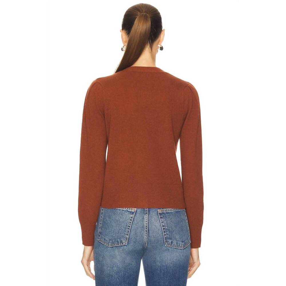 NEW VERONICA BEARD solene cashmere cardigan in orange brandy - Picture 3 of 5